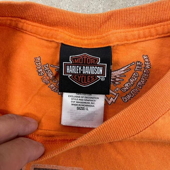 Harley-Davidson Savannah GA Orange T-Shirt Men’s Vintage Biker Graphic Southern - Picture 3 of 5